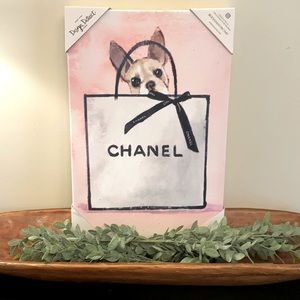 12 x 18 canvas Chanel bag and French bulldog